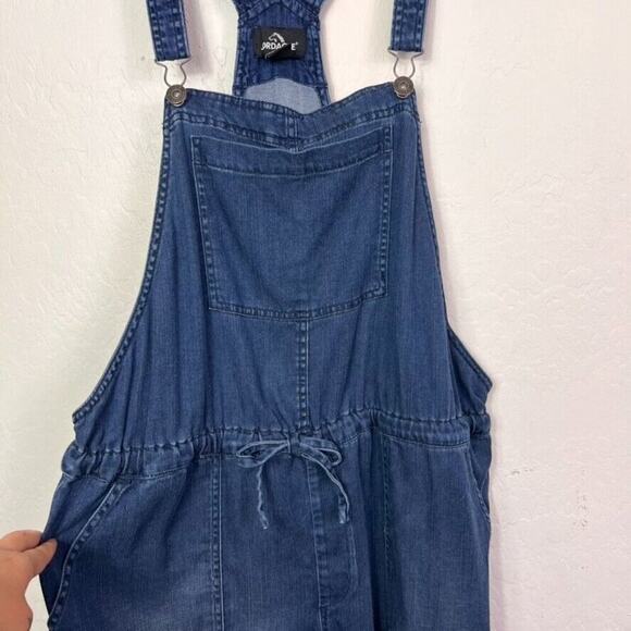 Jordage Overall Womens Size Large Dark Blue Soft Drawaist Chambray Lightweight - Picture 5 of 16